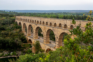 Fototapeta premium View of the roman bridge of Gard in France