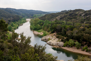 View of the roman bridge of Gard in France