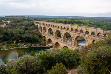 Fototapeta premium View of the roman bridge of Gard in France