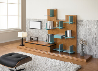 서재의 책장과 책들