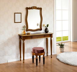 밝은 침실의 화장대