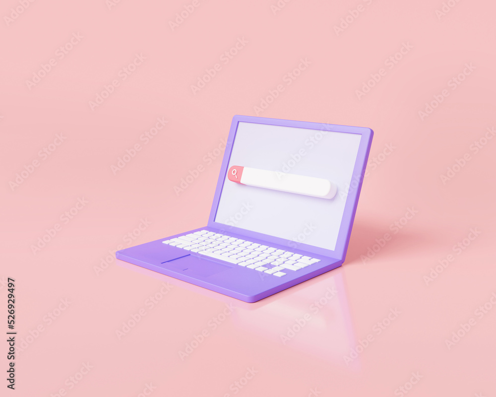 Aufkleber laptop with search bar icon on screen. data analysis, search engine optimization or seo, monitoring 