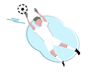 Football goalie. Goalkeeper catching ball. Vector illustration 