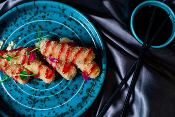 Cheese sticks with red sauce