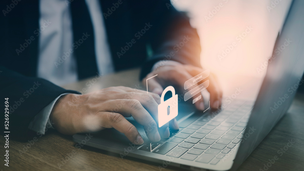 Poster internet, cyber, firewall security, data protection, information safety and encryption, secured acce