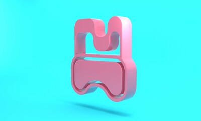 Pink Diving mask icon isolated on turquoise blue background. Extreme sport. Diving underwater equipment. Minimalism concept. 3D render illustration