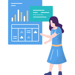 Business woman make presentation flat vector icon