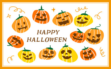 hand-drawing cute pumpkins to celebrate happy halloween party