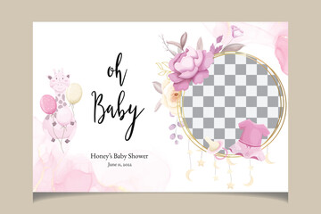 Fototapeta na wymiar Cute baby shower design template with sweet floral