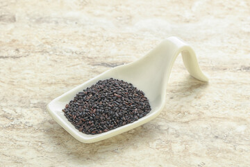 Black sesame seeds in the bowl