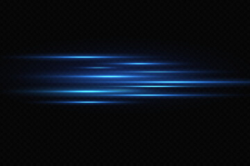 Motion light effect for banners. Blue lines. The effect of speed on a blue background.
