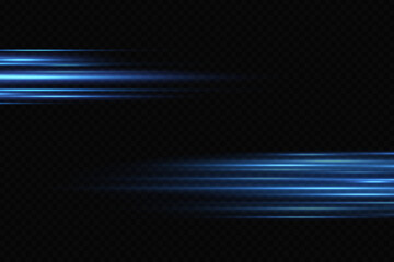 Motion light effect for banners. Blue lines. The effect of speed on a blue background.