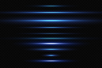 Motion light effect for banners. Blue lines. The effect of speed on a blue background.