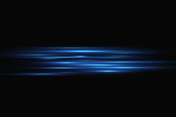Motion light effect for banners. Blue lines. The effect of speed on a blue background.