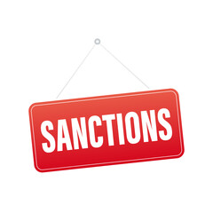 Sanctions prohibitive red sign on white background. Vector illustration