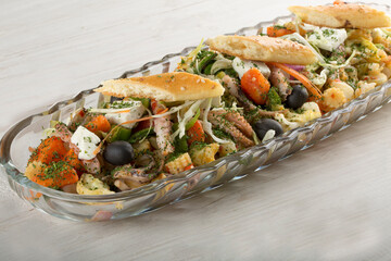Vegetable and chicken salad