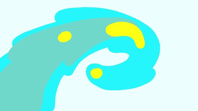Liquid transition wipe cartoon animation motion element isolated blue yellow. Alpha channel included. 
