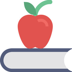 Apple on Book Vector Icon