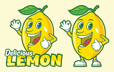Delicious lemon fruit cartoon character