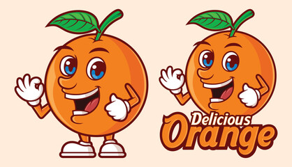 Delicious orange fruit cartoon, cute character mascot