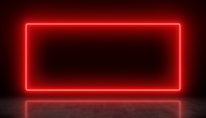 Illustation of glowing neon rectangle in red