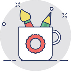 Pencil Holder Vector Icon