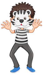 A boy wearing animal mask