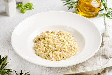 risotto with porcini mushrooms and sauce