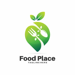 food health place logo design illustration, location food icon