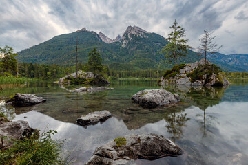 The lake Hintersee in the Bavarian Alps