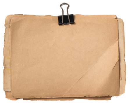 PNG Blank aged paper sheets metal clip isolated