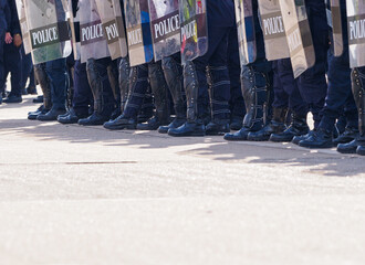 Fototapeta premium Riot police training annual review