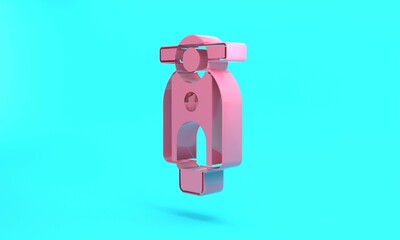 Pink Scooter icon isolated on turquoise blue background. Minimalism concept. 3D render illustration