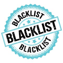 Obraz premium BLACKLIST text on blue-black round stamp sign