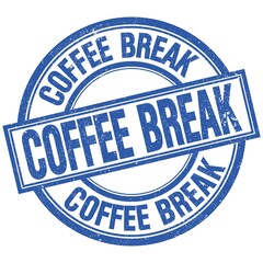 COFFEE BREAK written word on blue stamp sign