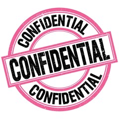 CONFIDENTIAL text on pink-black round stamp sign