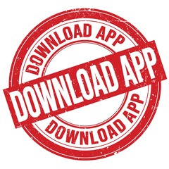 DOWNLOAD APP text written on red round stamp sign