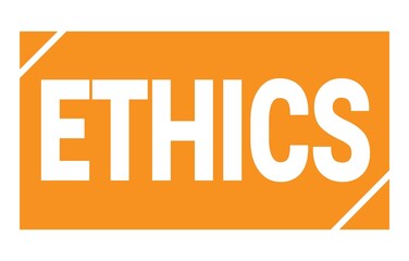 ETHICS text written on orange stamp sign.