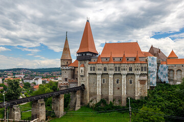 Fototapeta na wymiar Corvin Castle în Hunedoara în Romania 