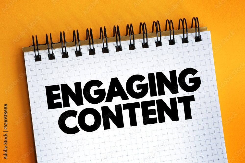 Poster engaging content text on notepad, concept background