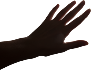 Woman hand reaching to the sky isolated