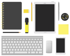 Office supplies accessory set 3D isolated