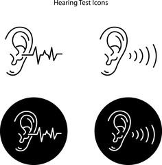 earing test icon isolated on white background for UI, app, web. sound wave going through human ear. hearing symbol. 