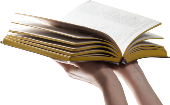 Woman holding an old book or bible - Powered by Adobe