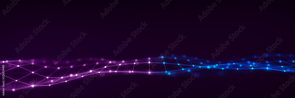Poster dynamic wave with connected dots and lines. digital wave background concept. abstract technology bac