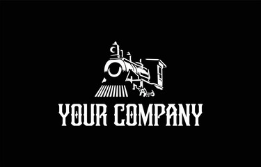 Naklejka premium Locomotive Train Logo Illustration Vintage Style