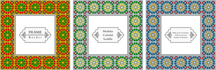 Frame mandala persian arabic turkish islamic hindi indian tibetan traditional colorful vector pattern texture vintage ornate retro elegant ornamental borders frames floral ornaments tazhib 16-v1-t1