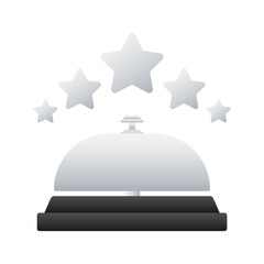 Realistic gold icon of reception bell on white backdrop. Customer help