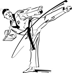 vector sketch of a karate fighter  © xamyak13