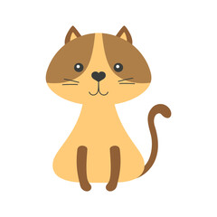 cute cat isolated on white in flat style